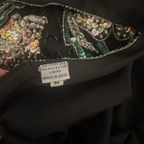 Vintage 80s Scala Silk Beaded Dress Size Small - Picture 7 of 8